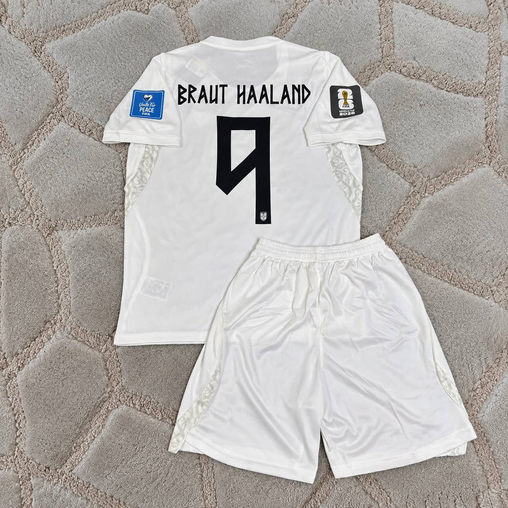 Erling Haaland #9 Norway 2026 World Cup Kids White Football Shirt - jersey kit
