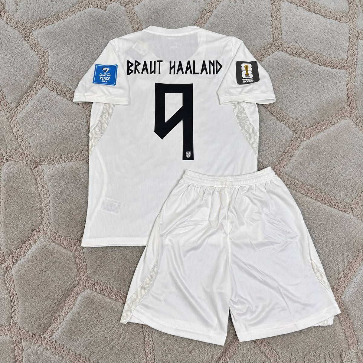 Erling Haaland #9 Norway 2026 World Cup Kids White Football Shirt - jersey kit