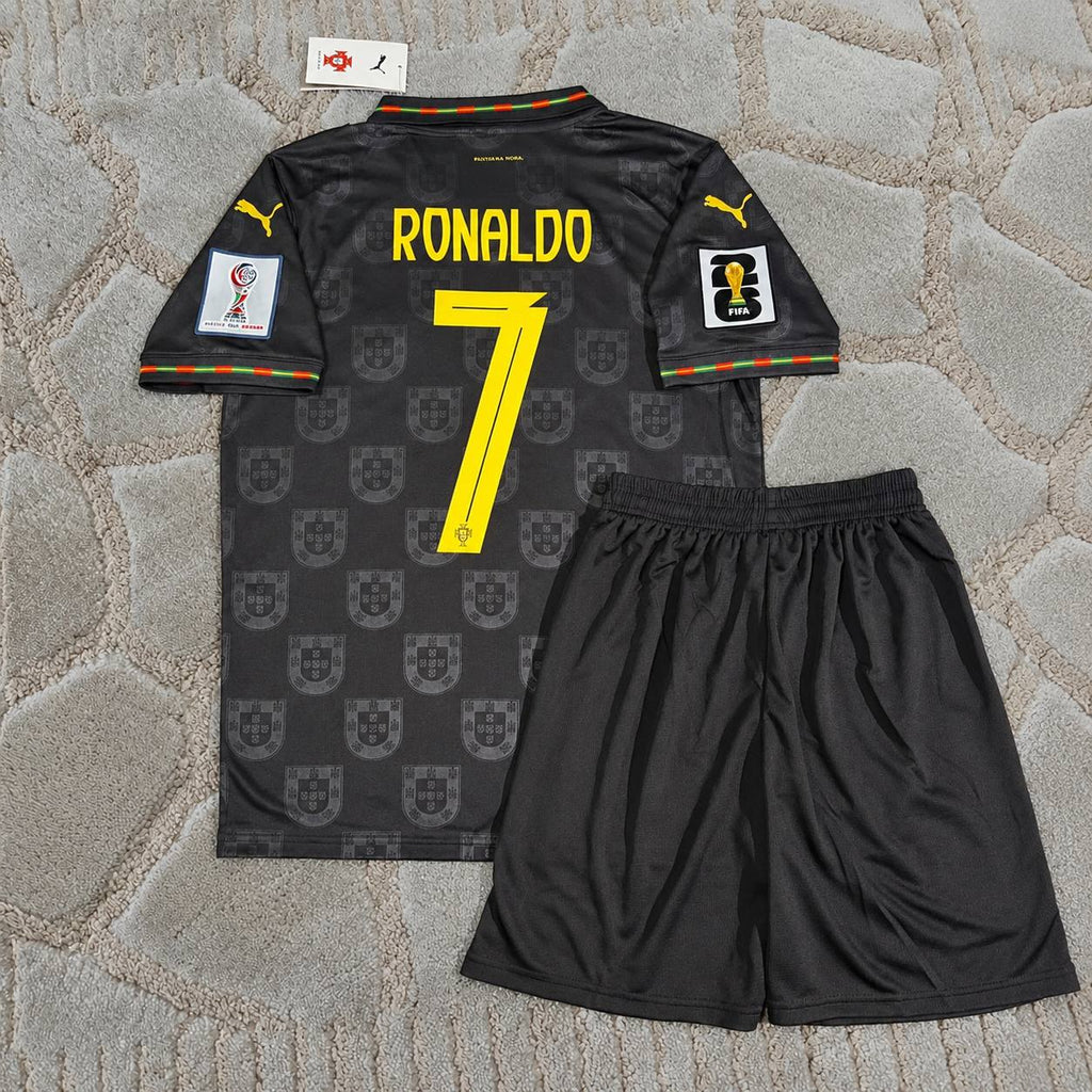 Cristiano Ronaldo Portugal 2026 World Cup Black Football Jersey Kit - Trikot Maillot
