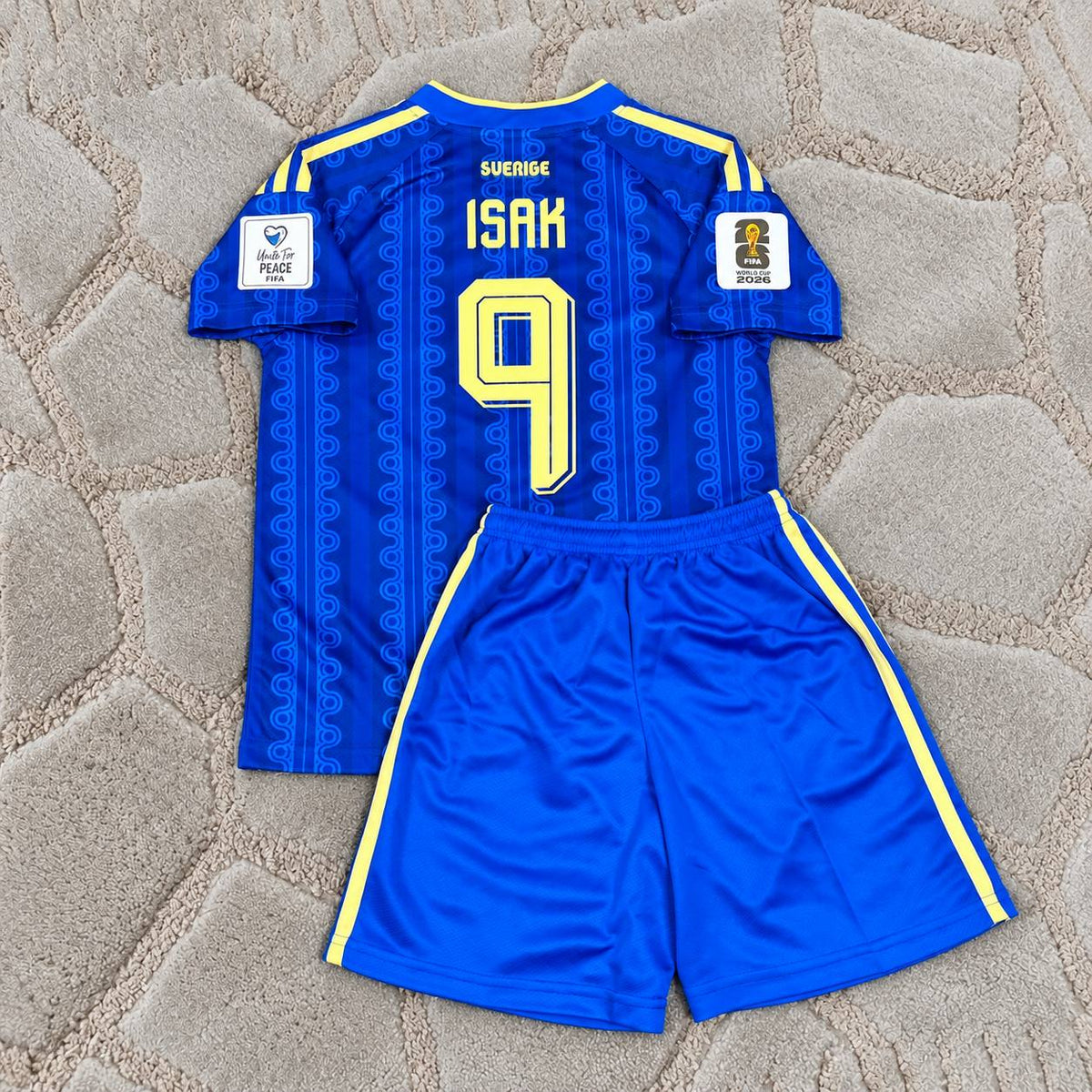 Alexander Isak Sweden New Season 2026 World Cup Away Kids Blue Football Jersey Kit