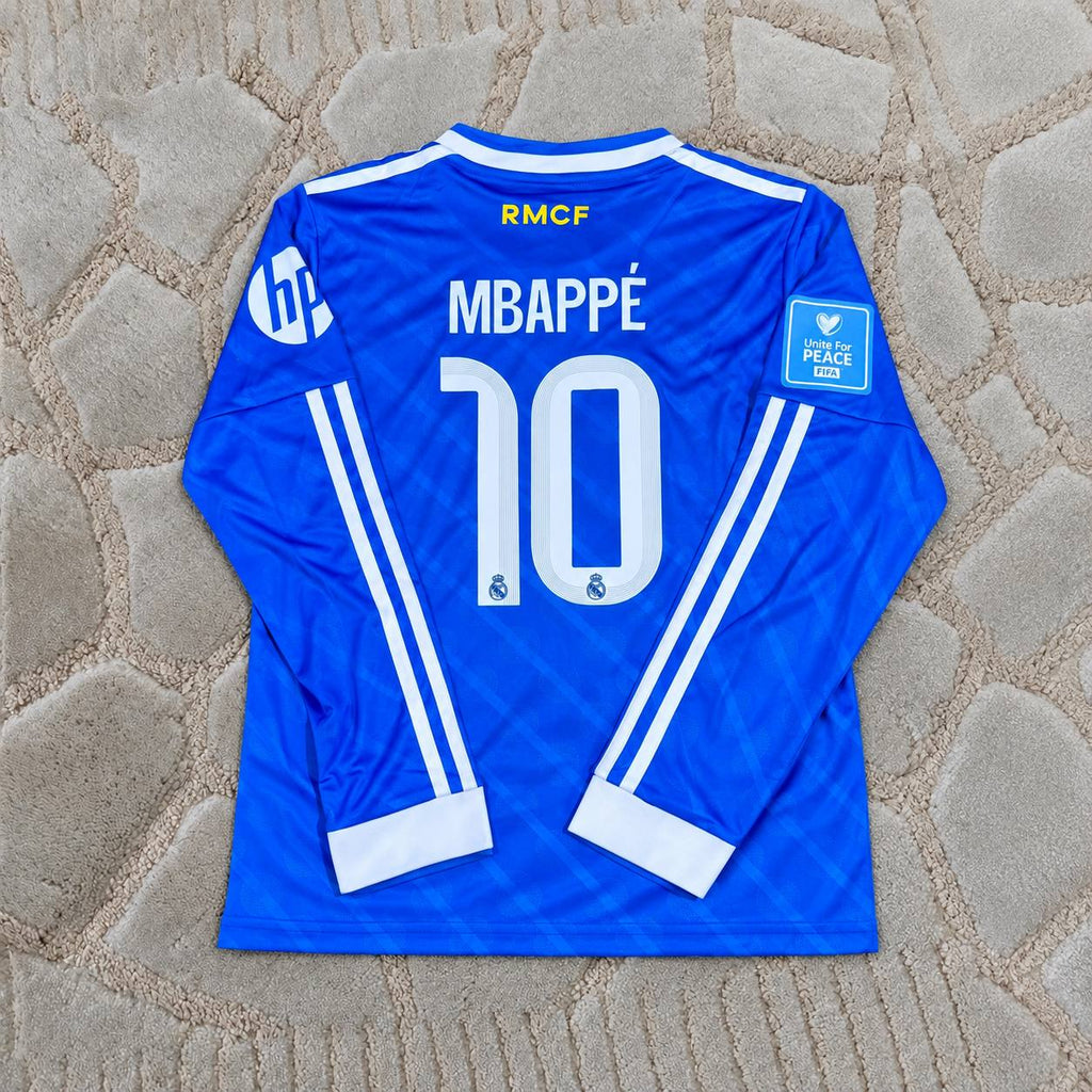 Kylian Mbappe Real Blue New Season Long Sleeve Jersey Kit - Trikot Maillot Magliaa