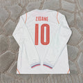 Zinedine Zidane France Away Long Sleeve Retro Football Jersey Kit - Trikot Maillot