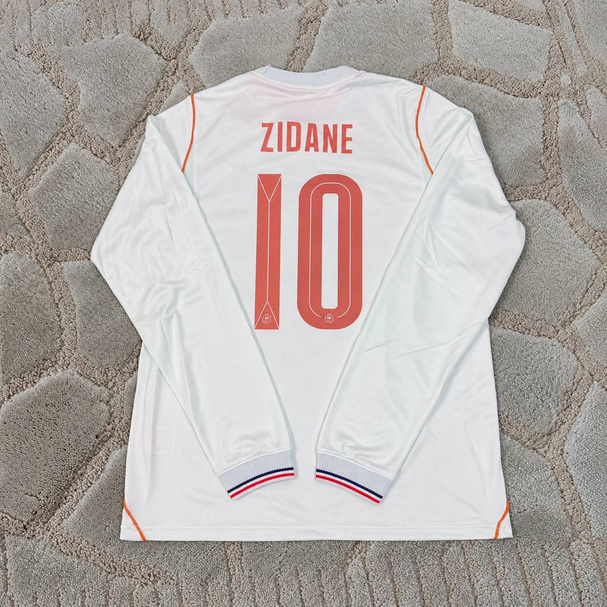 Zinedine Zidane France Away Long Sleeve Retro Football Jersey Kit - Trikot Maillot