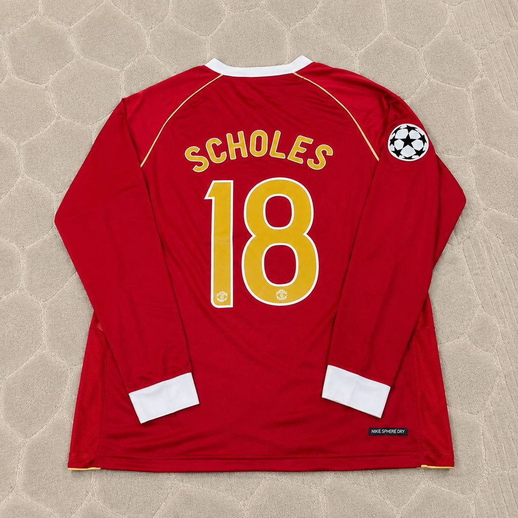 Paul Scholes #18 Manchester United 2006 2007 Red Golden Jersey Trikot