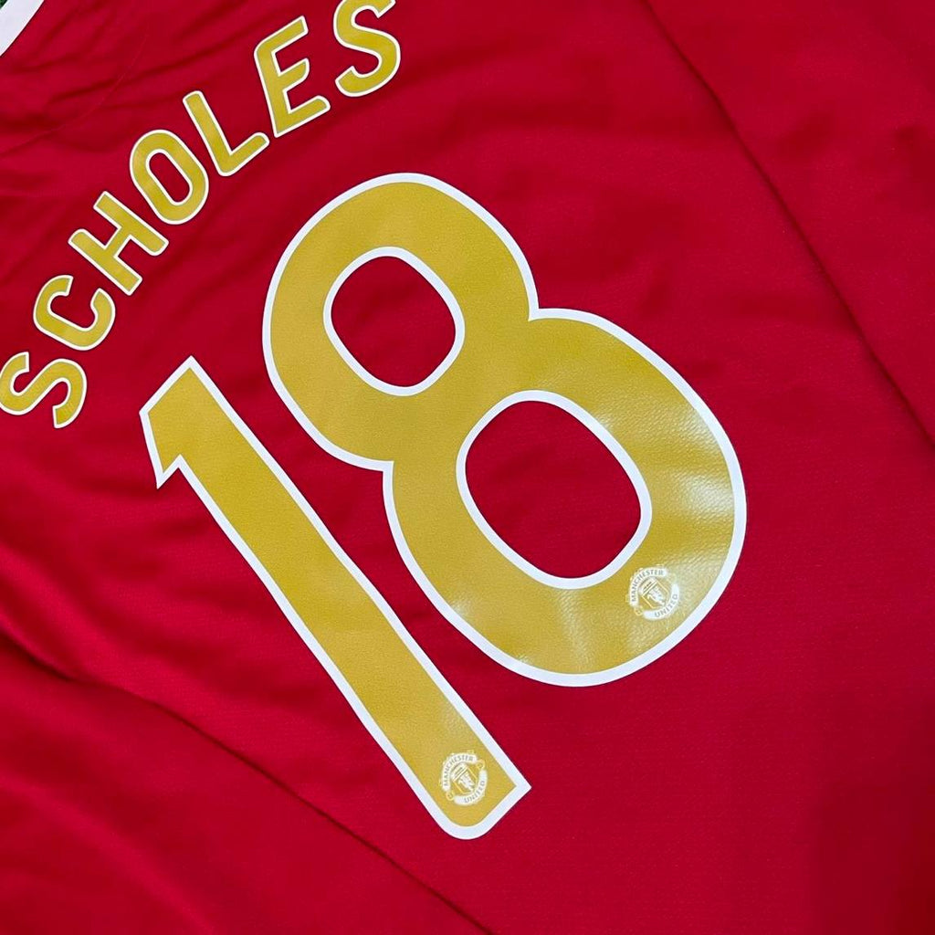 Paul Scholes #18 Manchester United 2006 2007 Red Golden Jersey Trikot