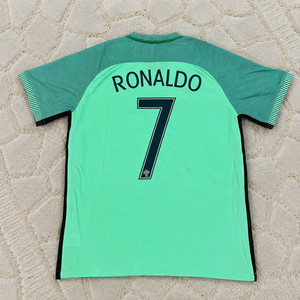 Cristiano Ronaldo Portugal EURO 2016 Green Retro Football Jersey Trikot Maillot