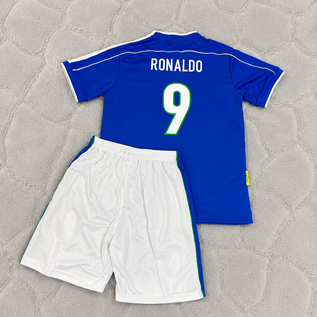 Ronaldo Nazario #9 Brazil 1998 World Cup Retro Kids Soccer Kit Jersey Kinder Trikot Maillot Enfant Soccer Shirt