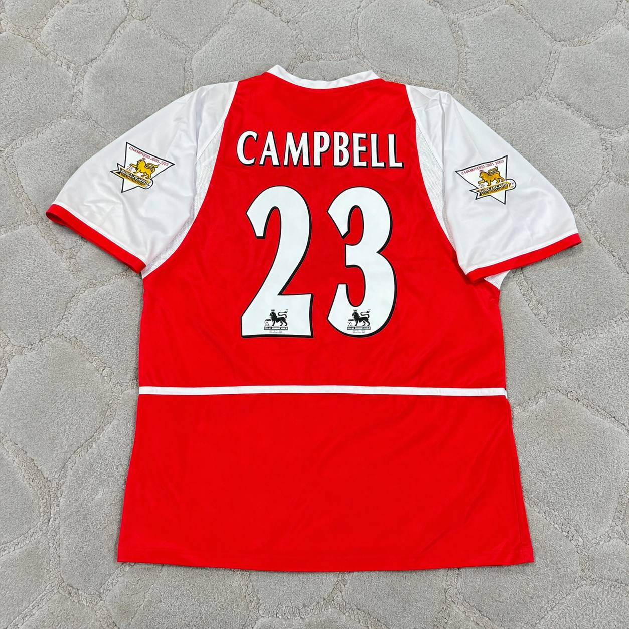 Sol Campbell 23 Arsenal 2002/03 EPL Patch Home Retro Football Jersey Kit