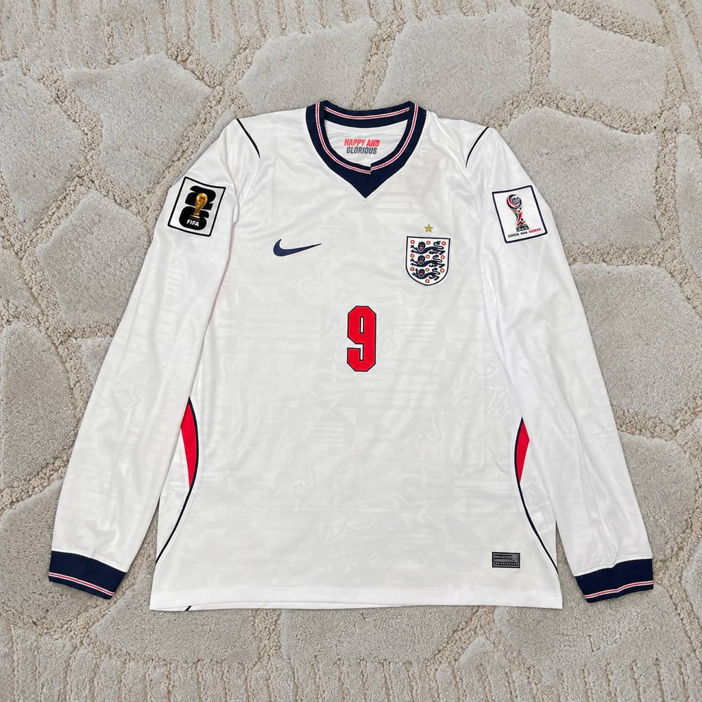 Harry Kane #9 England 2026 World Cup Home White Long Sleeve Football Shirt - Jersey Kit - Trikot Maillot