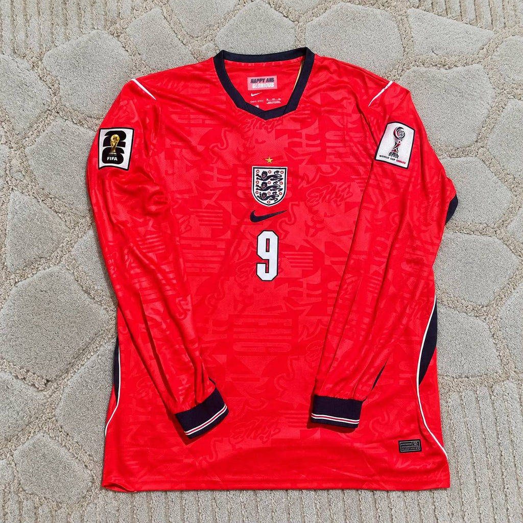 Harry Kane  #9 England 2026 World Cup Red Long Sleeve Football Jersey Kit - Trikot Maillot