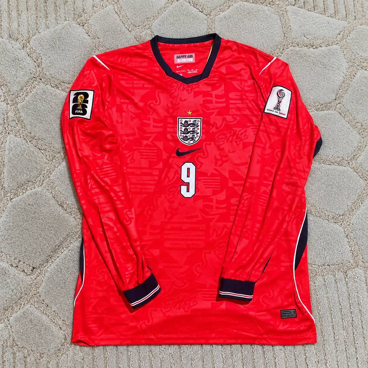 Harry Kane  #9 England 2026 World Cup Red Long Sleeve Football Jersey Kit - Trikot Maillot