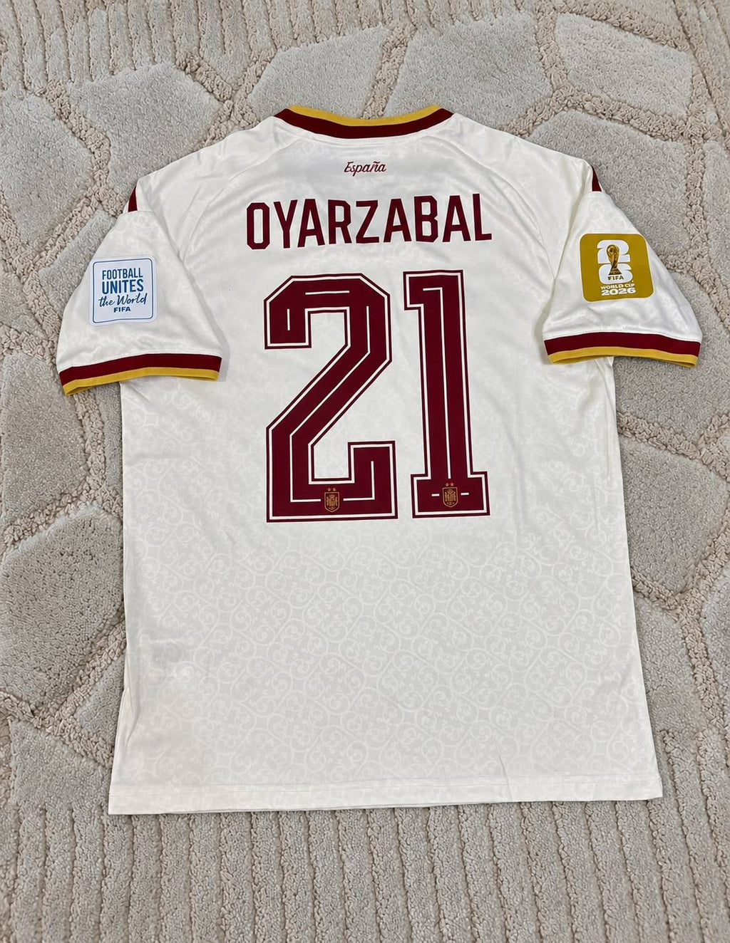 Mikel Oyarzabal #21 Spain Two-Star 2026 World Cup Champions Away Football Shirt - Jersey Kit - Trikot Maillot