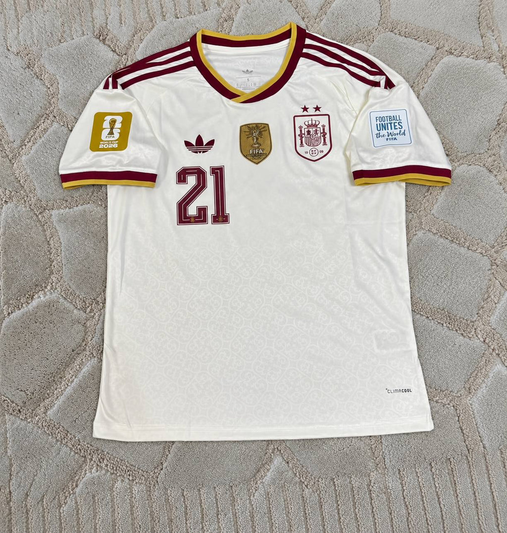 Mikel Oyarzabal #21 Spain Two-Star 2026 World Cup Champions Away Football Shirt - Jersey Kit - Trikot Maillot