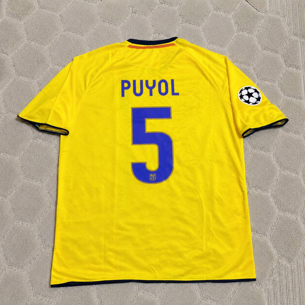 Carles Puyol 2008-09 Barcelona Yellow Retro Jersey