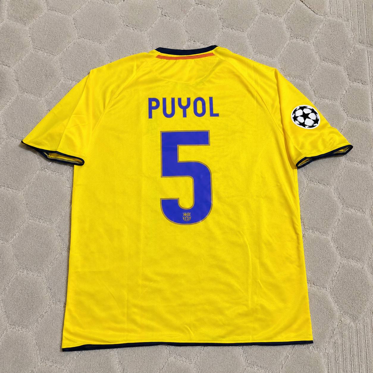 Carles Puyol 2008-09 Barcelona Yellow Retro Jersey