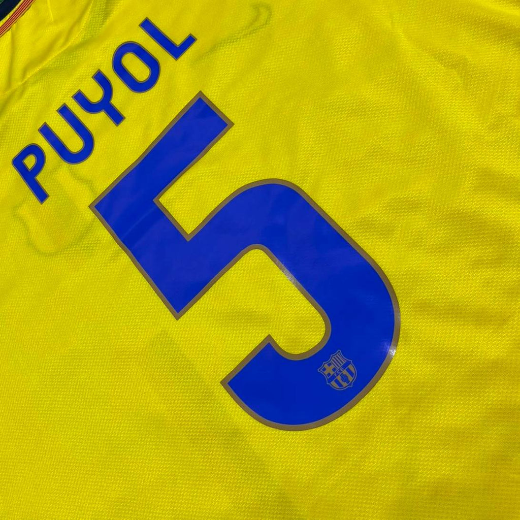 Carles Puyol 2008-09 Barcelona Yellow Retro Jersey