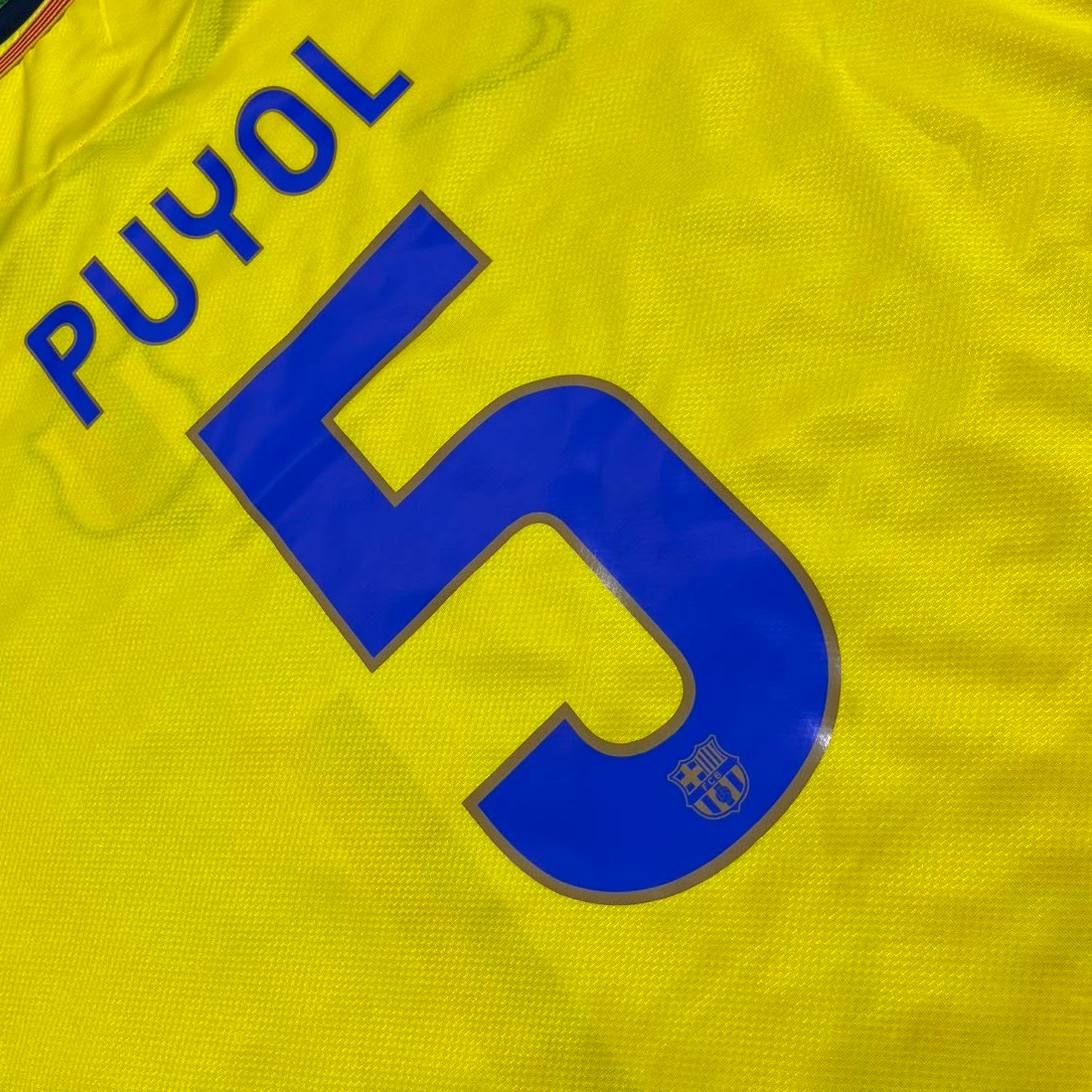 Carles Puyol 2008-09 Barcelona Yellow Retro Jersey