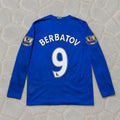 Dimitar Berbatov Manchester United 2008 Blue EPL Patch Retro Long Sleeve Football Jersey