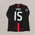 Nemanja Vidic Manchester United 2007/2008 Champions League Patch Black Retro Football Jersey Kit