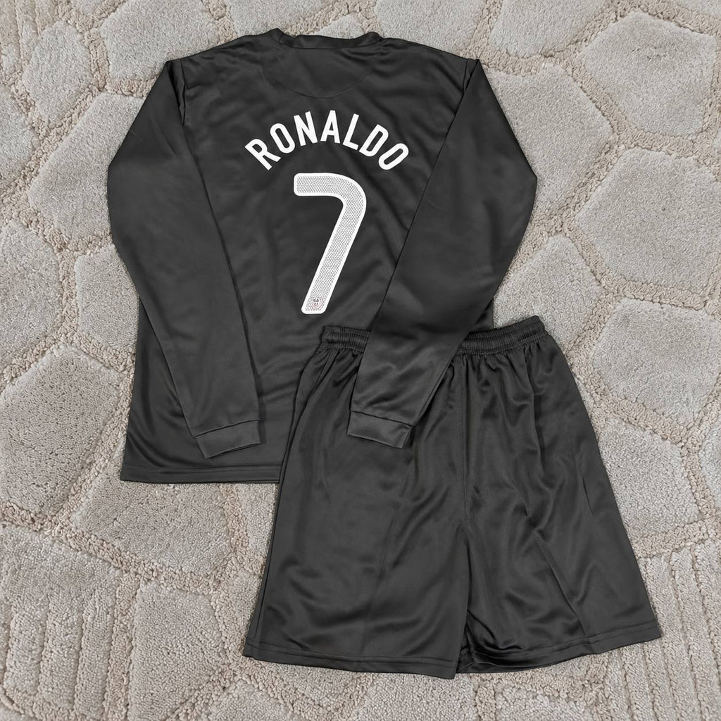 Cristiano Ronaldo #7 Portugal Retro Euro 2012 Kids Football Shirt Away Black Long Sleeve Jersey Kit - Trikot Maillot Magliaa