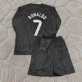 Cristiano Ronaldo #7 Portugal Retro Euro 2012 Kids Football Shirt Away Black Long Sleeve Jersey Kit - Trikot Maillot Magliaa