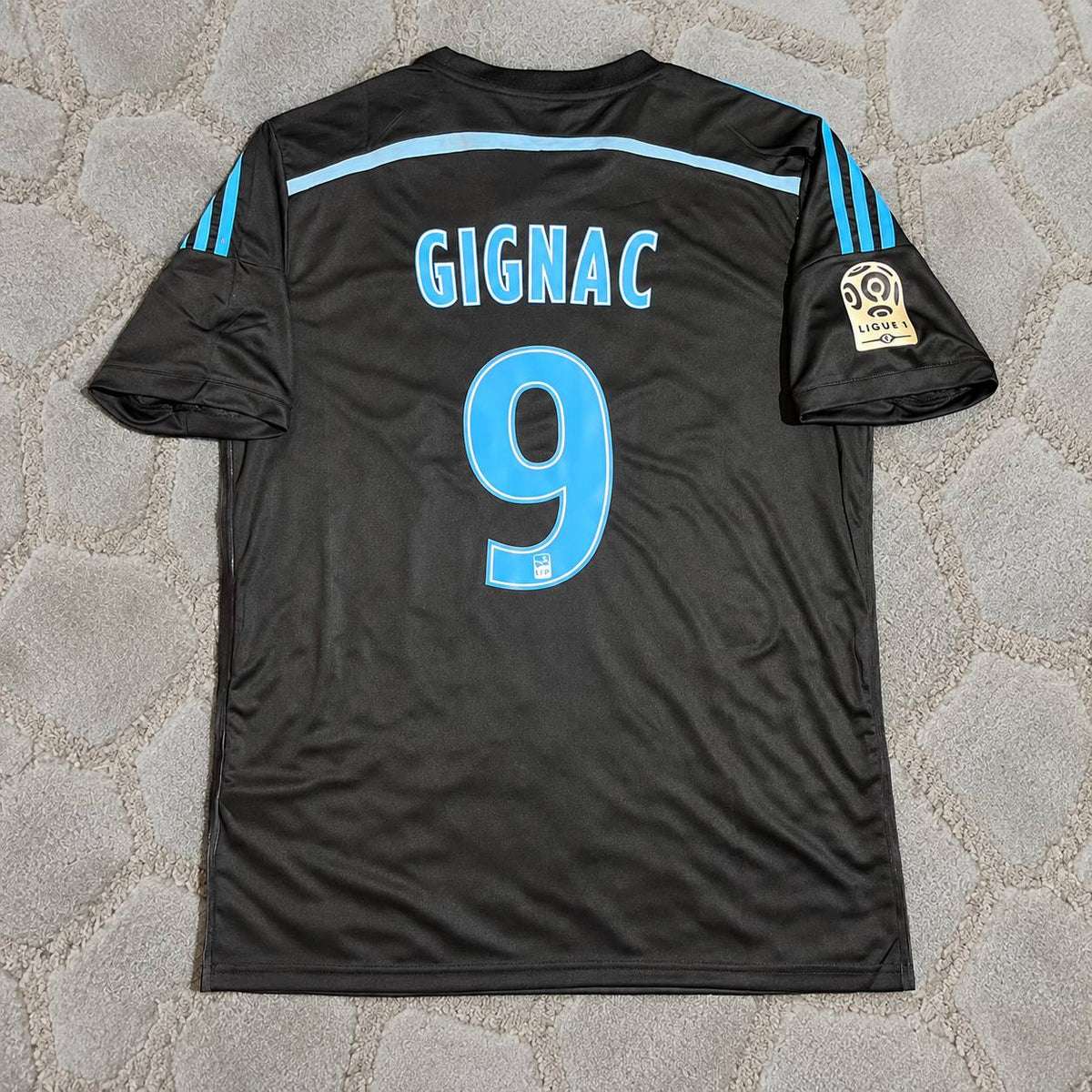 Andre Pierre Gignac #9 Olympique Marseille 2014 2015 Black Retro  Football Shirt - Jersey Kit Trikot Maillot
