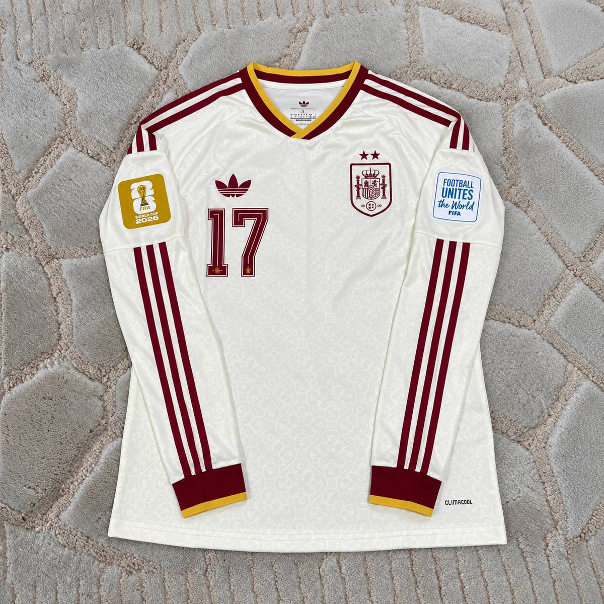 Nico Williams Jr. #17 Spain New Season 2026 World Cup Away Long Sleeve Jersey Kit - Trikot Maillot