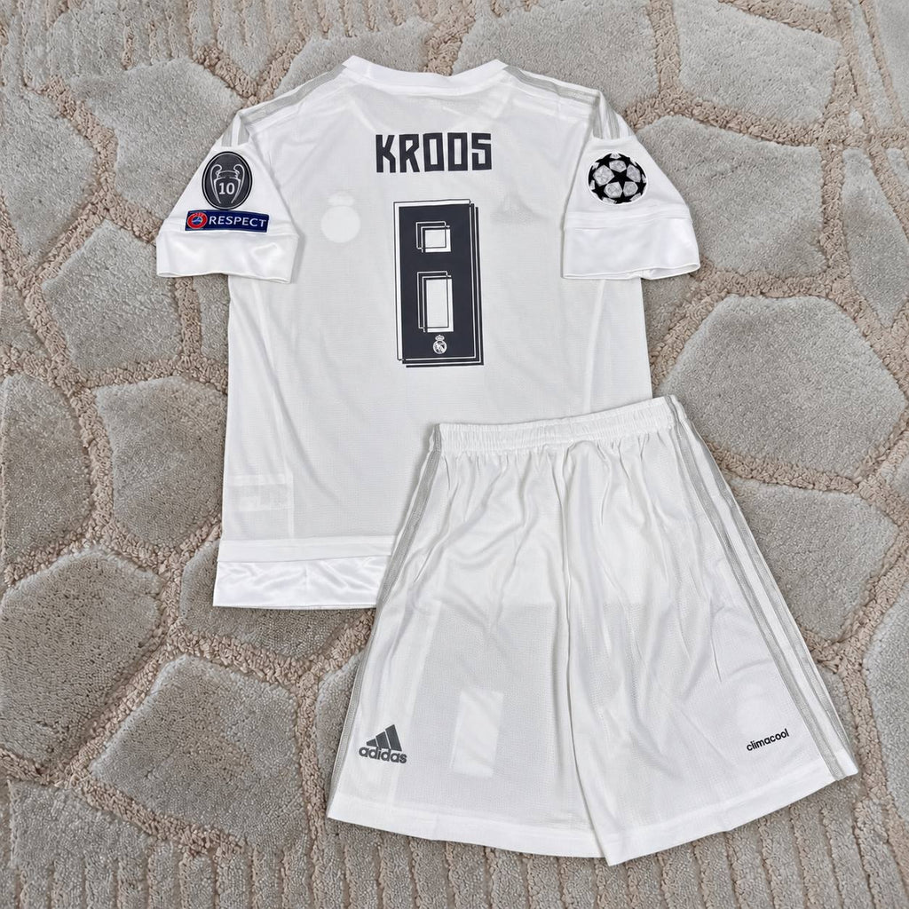 Toni Kroos Real 2016 Final Home White Kids Retro Football Shirt - Jersey Kit - Trikot Maillot Magliaa