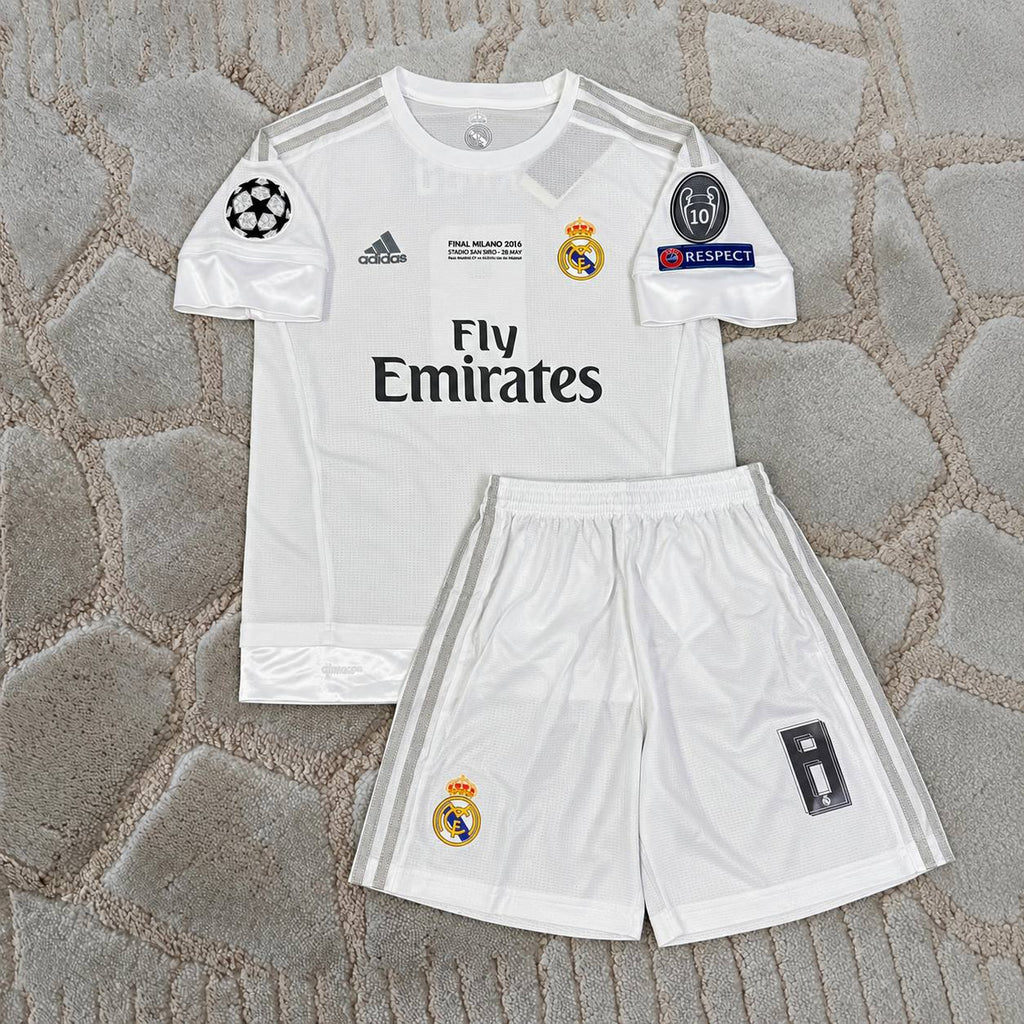Toni Kroos Real 2016 Final Home White Kids Retro Football Shirt - Jersey Kit - Trikot Maillot Magliaa