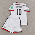 Lukas Podolski Germany 2014 World Cup Kids White Retro Football Jersey Kit