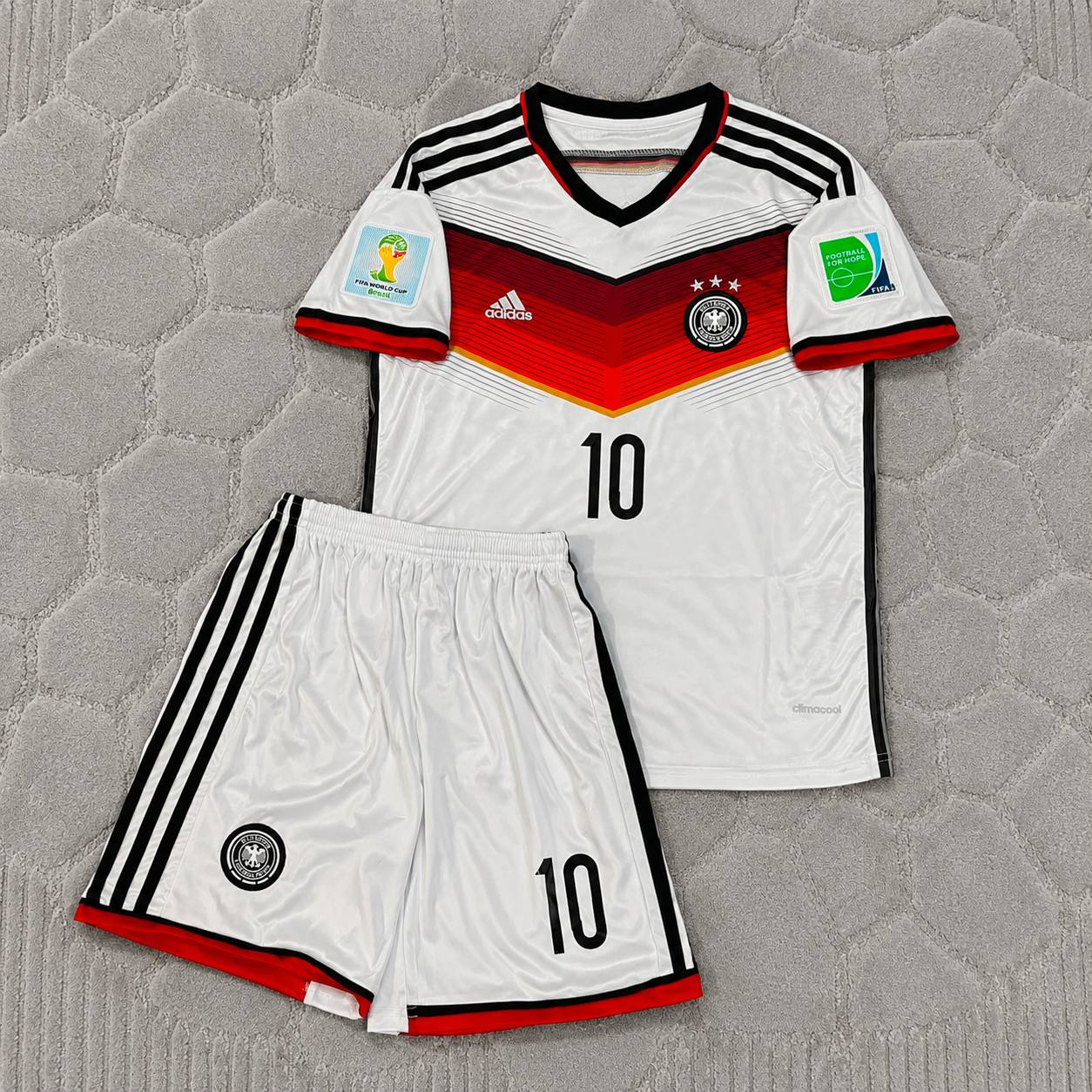 Lukas Podolski Germany 2014 World Cup Kids White Retro Football Jersey Kit