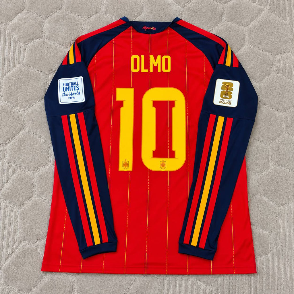 Dani Olmo #10 Spain 2026 World Cup Home Long Sleeve Jersey Trikot Maillot