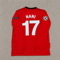 Luis Nani #17 Manchester United 2009-2010 Retro Long Sleeve Football Jersey