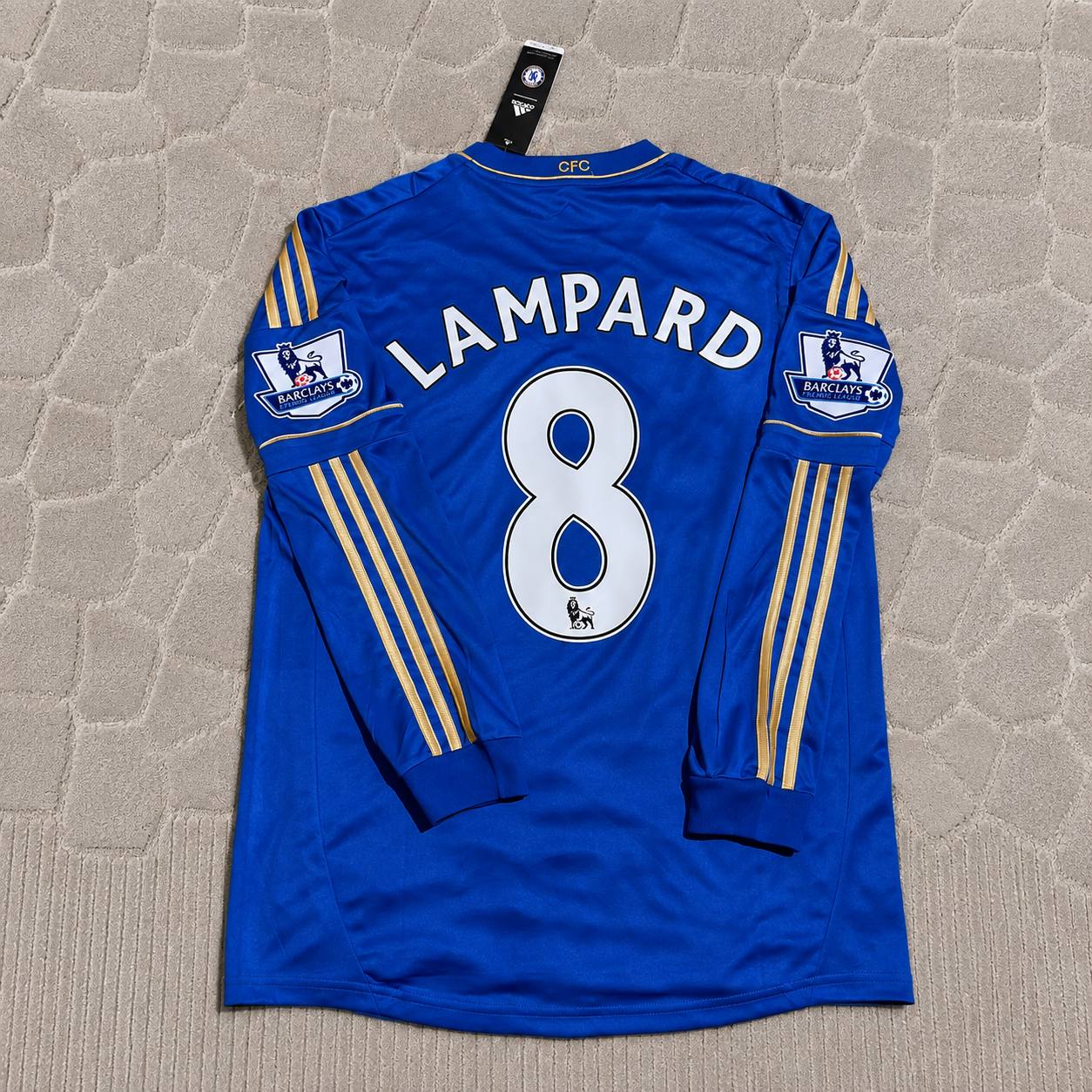 Frank Lampard Chelsea 2012-13 Premier League Patch Blue Retro Football Jersey