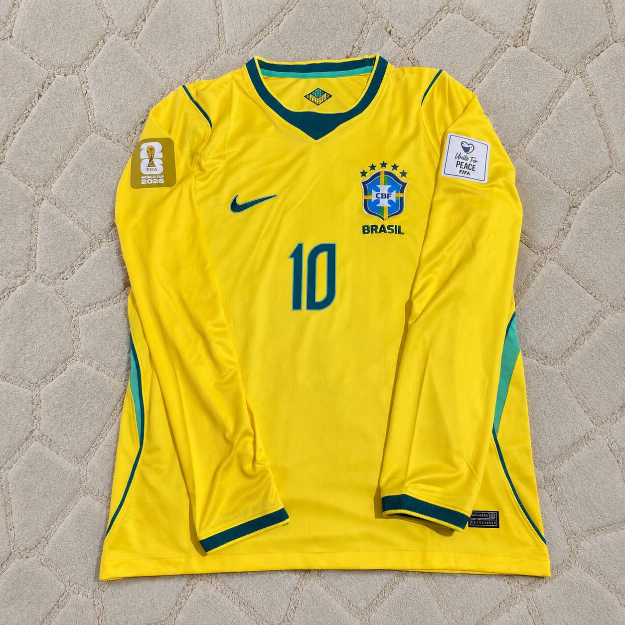 Neymar Jr #10 Brazil 2026 World Cup Long Sleeve Home Yellow Jersey Trikot