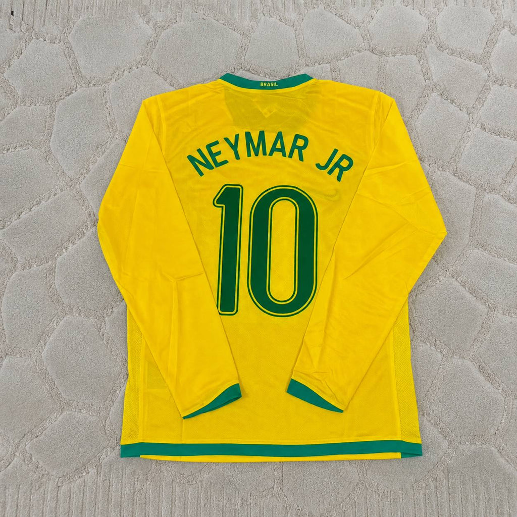 Neymar Jr. #10 Brazil Long Sleeve Retro Football Jersey
