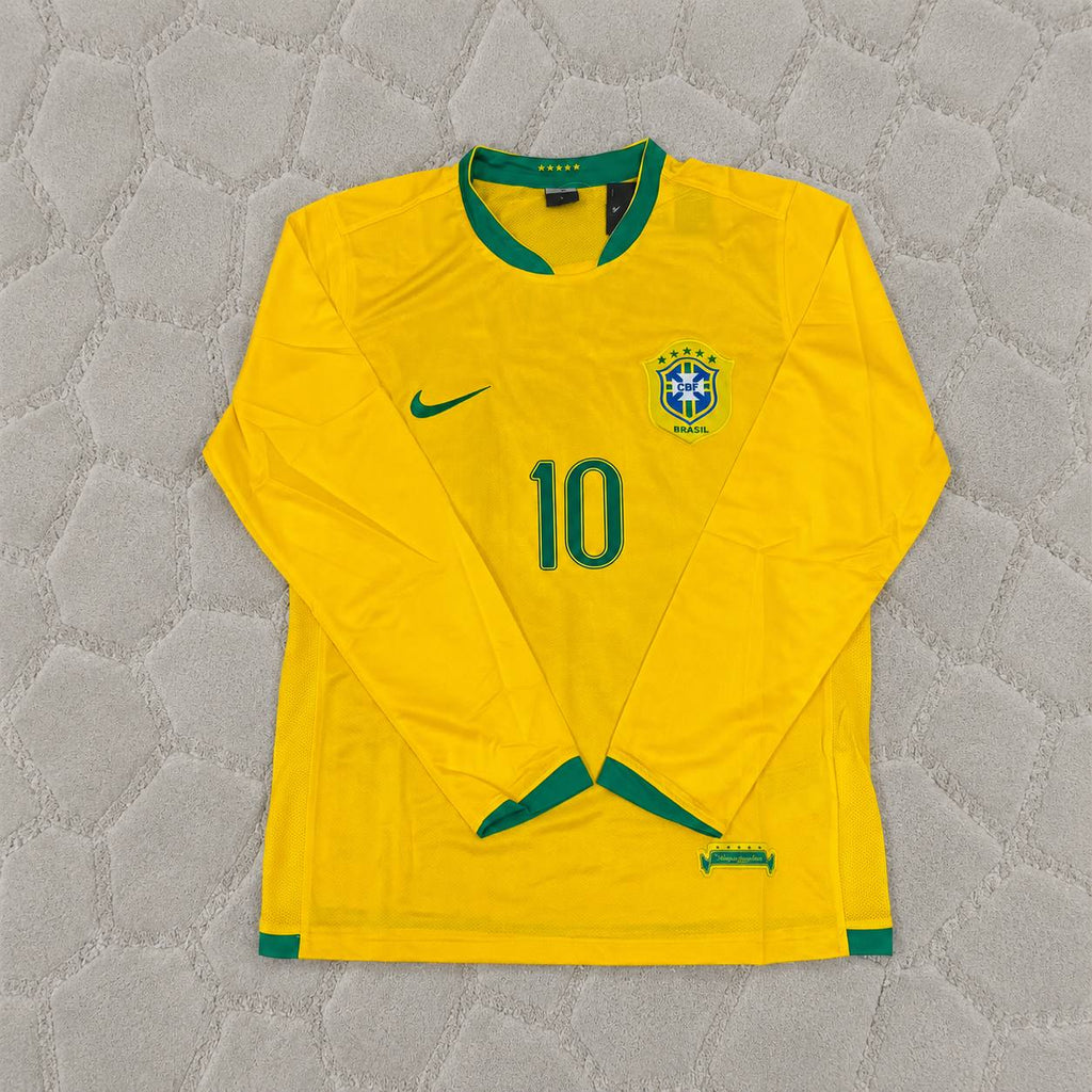 Neymar Jr. #10 Brazil Long Sleeve Retro Football Jersey