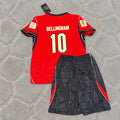 Jude Bellingham #10 England 2026 World Cup Kids Kit Away Red Football Jersey
