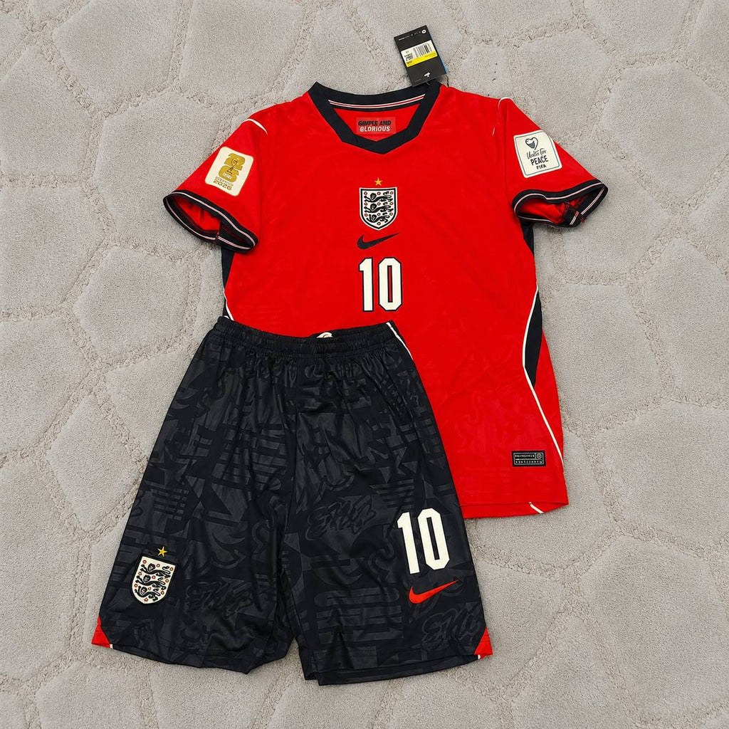 Jude Bellingham #10 England 2026 World Cup Kids Kit Away Red Football Jersey