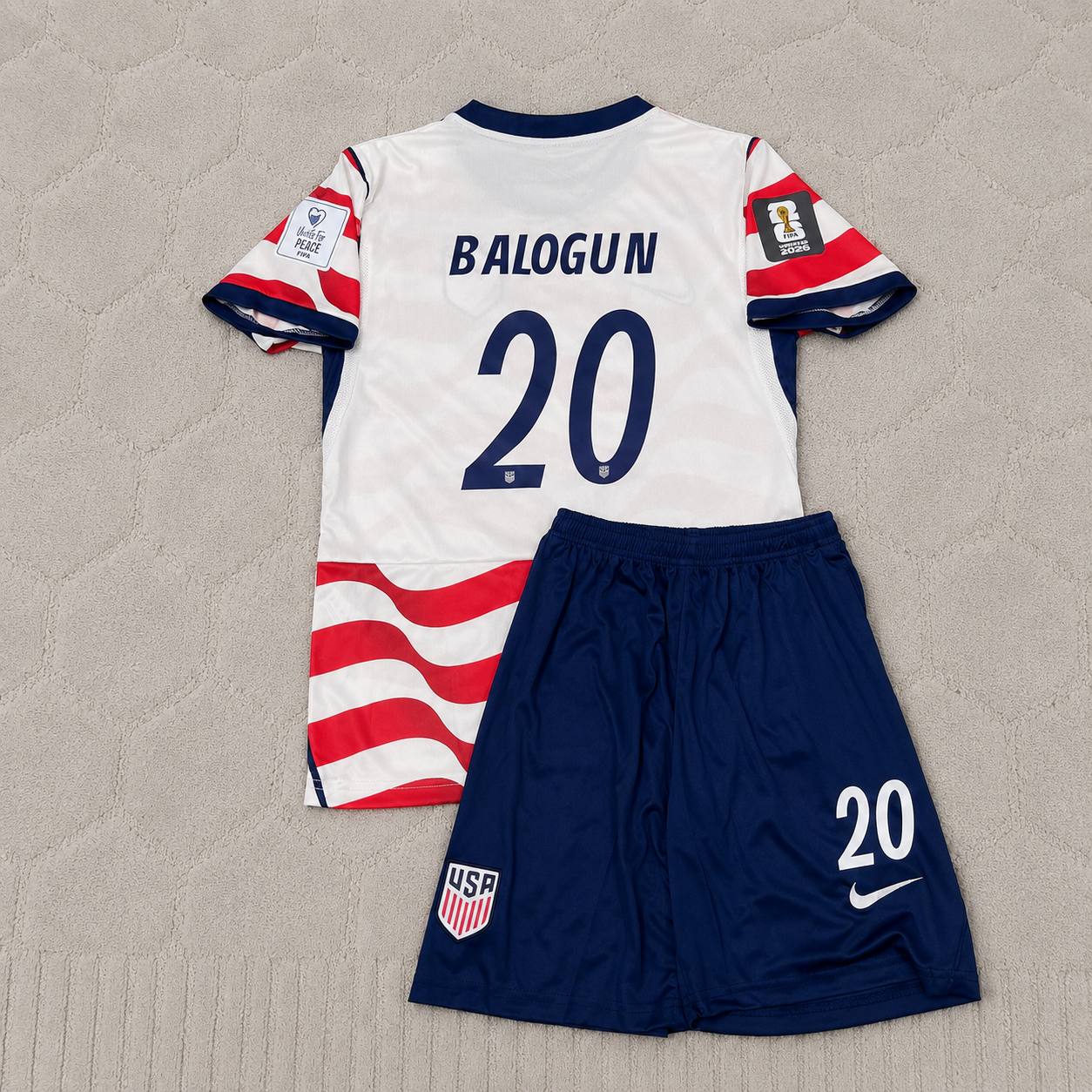 Folarin Balogun 20- USA 2026 World Cup Home Kids Football Jersey
