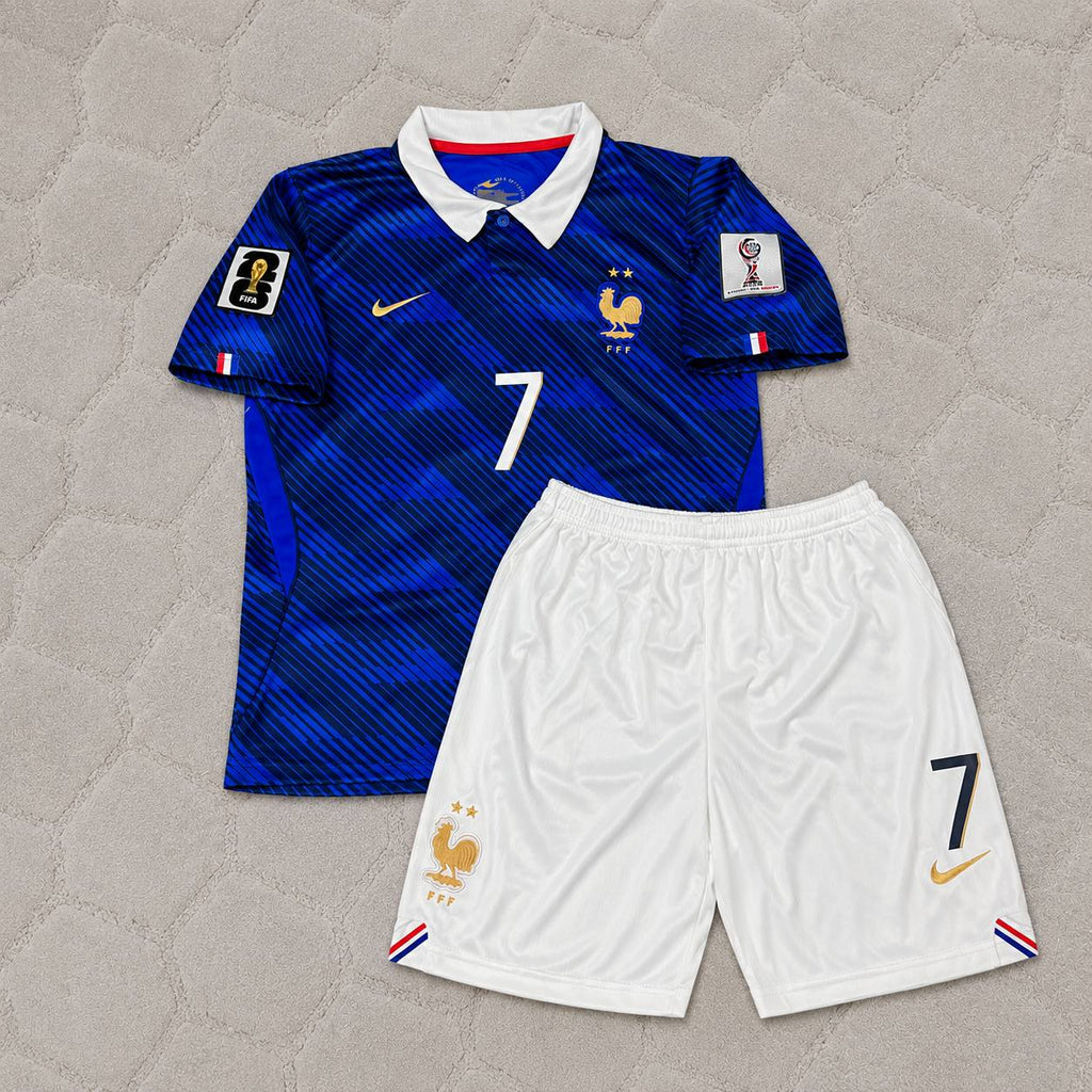 Ousmane Dembele France 2026 World Cup Home Blue Kids Football Jersey