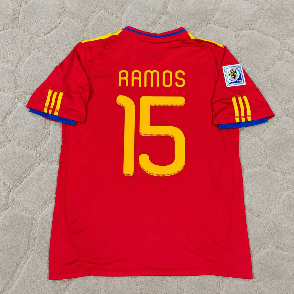 Sergio Ramos Spain Home 2010 World Cup Retro Jersey Trikot Soccer Shirt