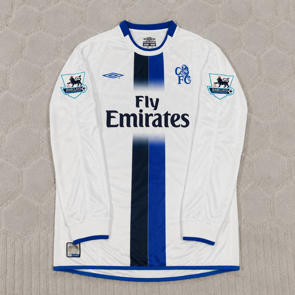 Eidur Gudjohnsen 22 Chelsea Away 2004 Retro White Long Sleeve Jersey Trikot Kit Maillot Soccer Shirt