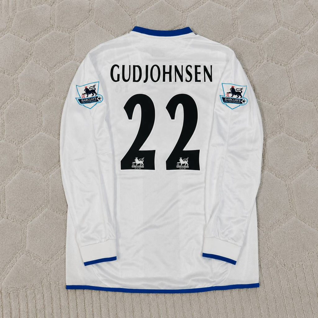 Eidur Gudjohnsen 22 Chelsea Away 2004 Retro White Long Sleeve Jersey Trikot Kit Maillot Soccer Shirt