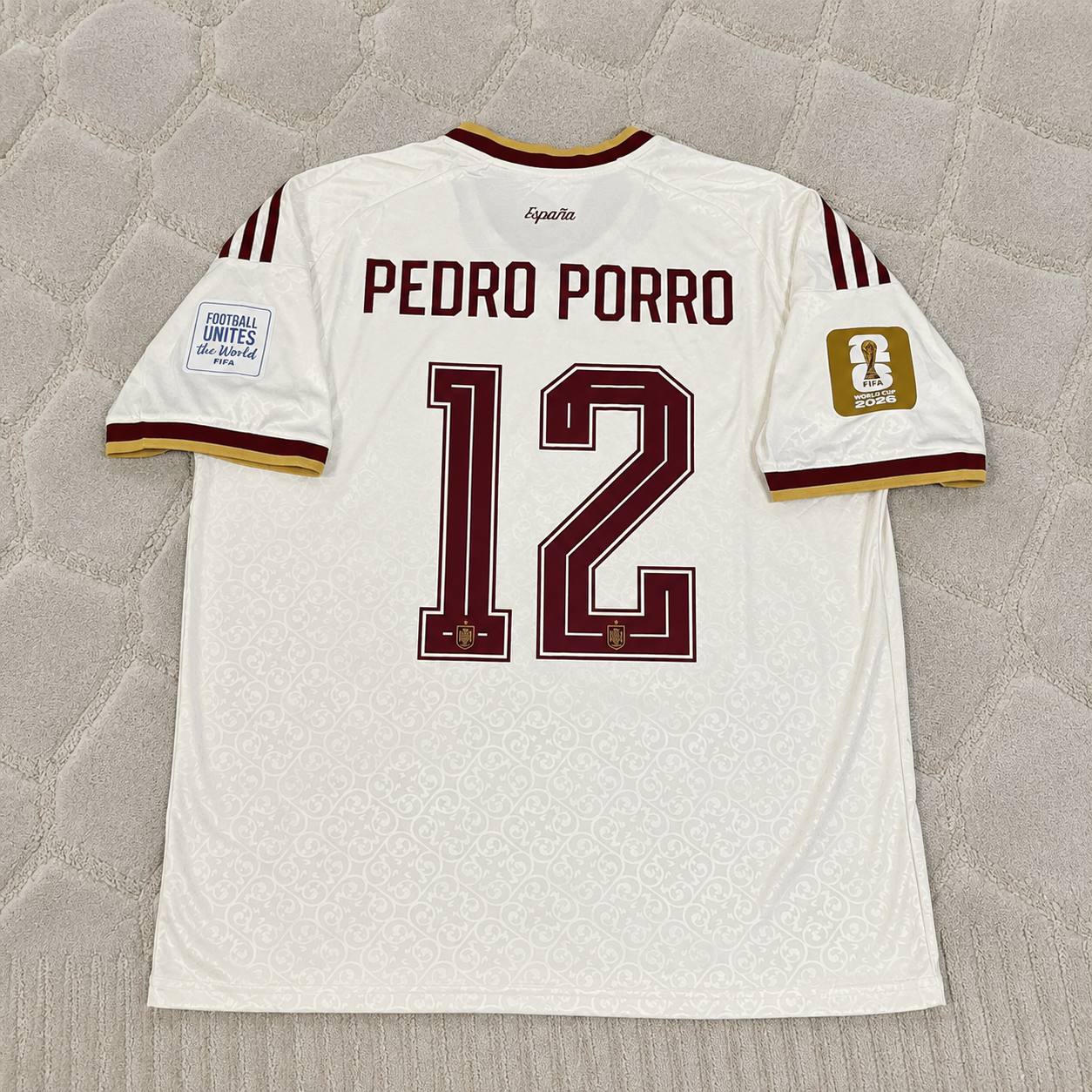 Pedro Porro 12- Spain 2026 World Cup Away Football Jersey