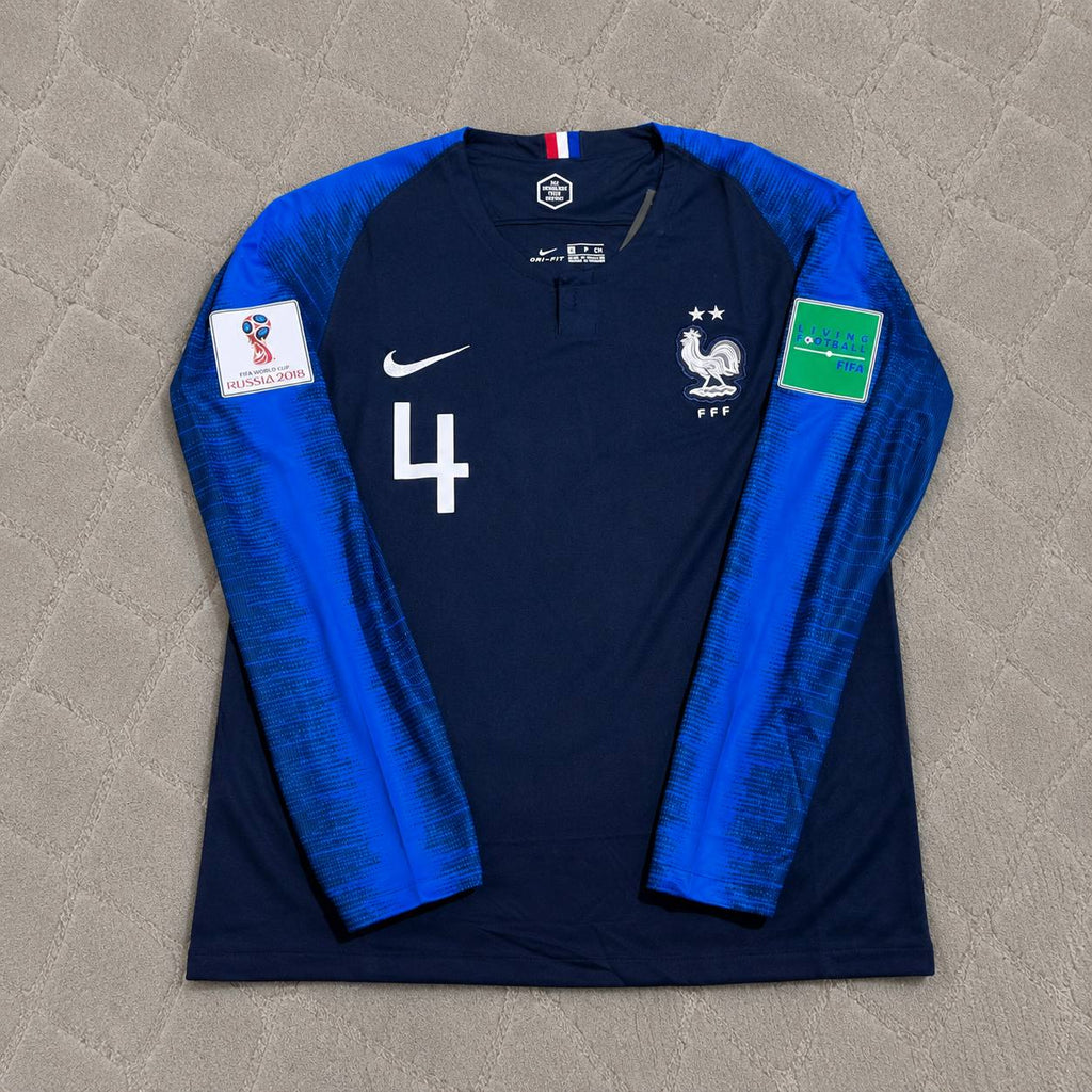 Raphael Varane France 2018 World Cup Final Long Sleeve Retro Football Jersey Kit
