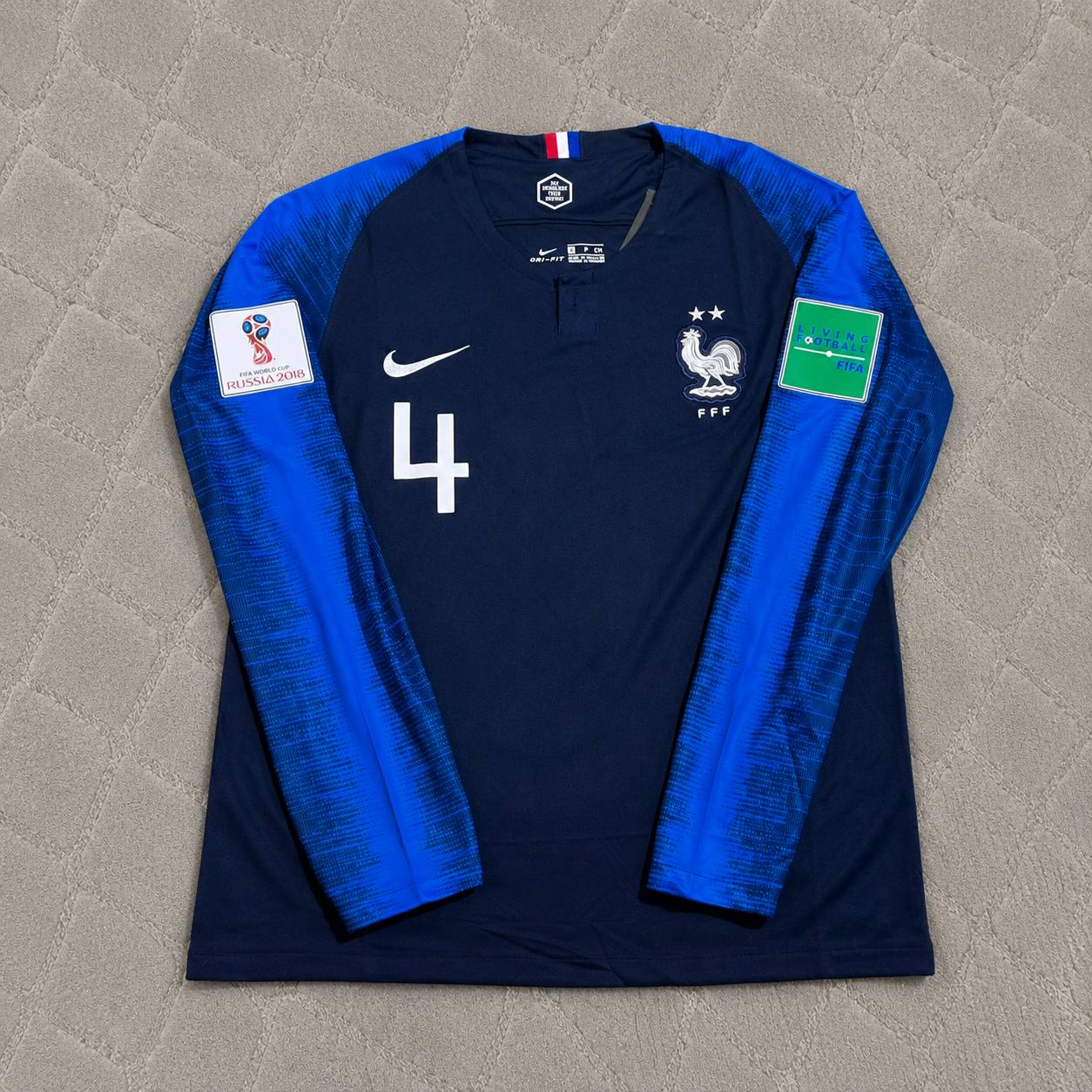 Raphael Varane France 2018 World Cup Final Long Sleeve Retro Football Jersey Kit