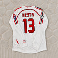 Alessandro Nesta #13 AC Milan 2007 Champions League Final Away White Long Sleeve Retro Jersey