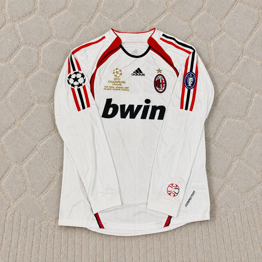Alessandro Nesta #13 AC Milan 2007 Champions League Final Away White Long Sleeve Retro Jersey