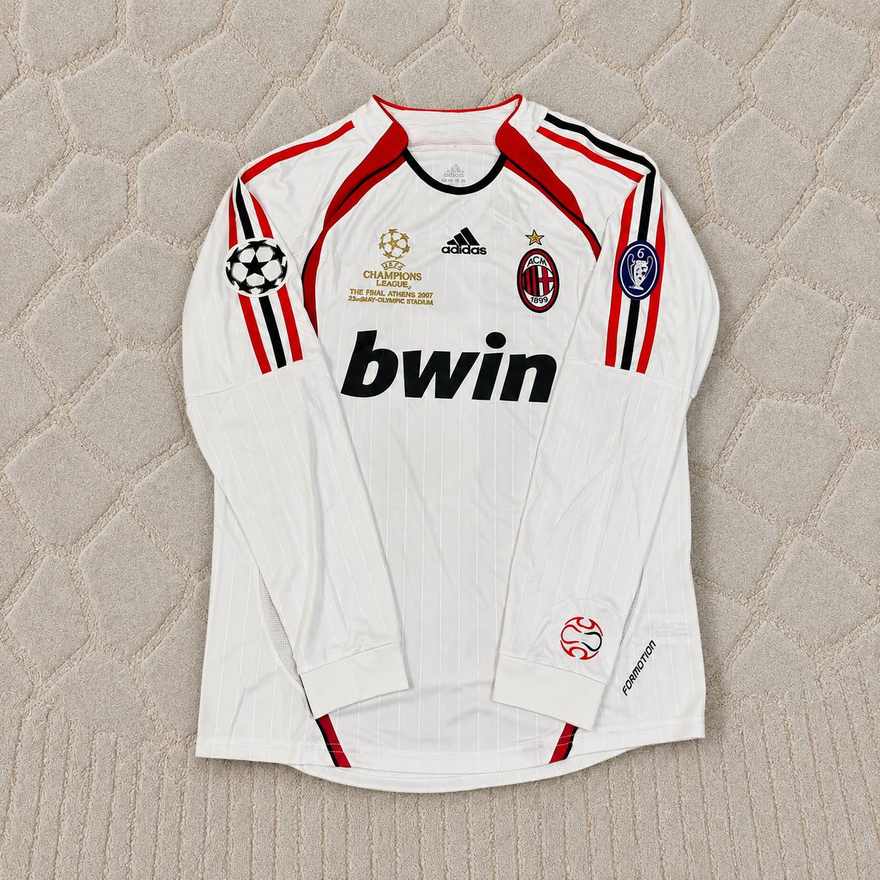 Alessandro Nesta #13 AC Milan 2007 Champions League Final Away White Long Sleeve Retro Jersey
